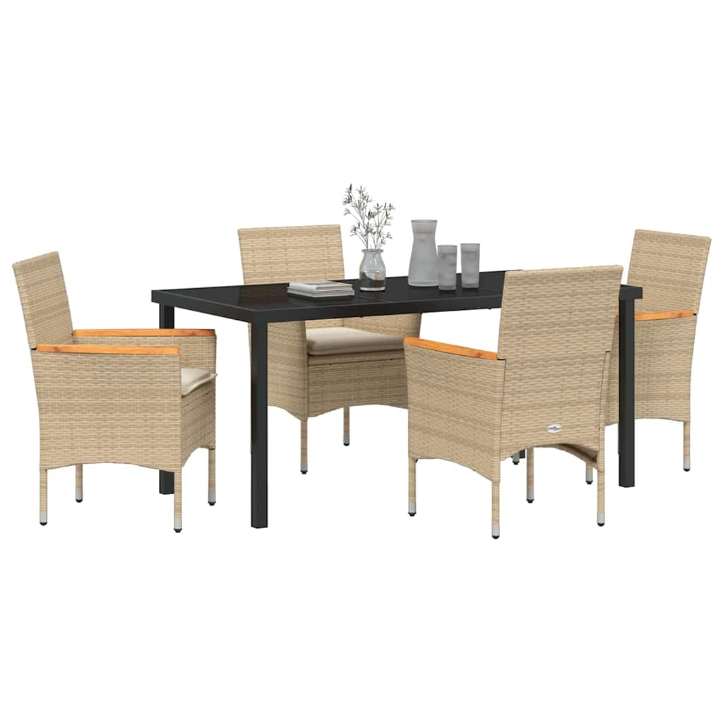 Ensemble de salle à manger pour jardin 5 pcs Beige polyrotin - XIOS