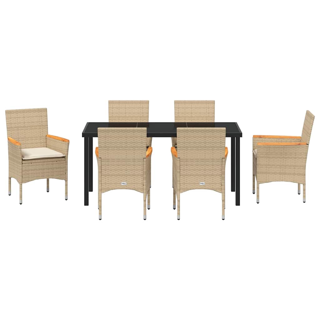 Ensemble de salle à manger pour jardin 7 pcs Beige polyrotin - XIOS