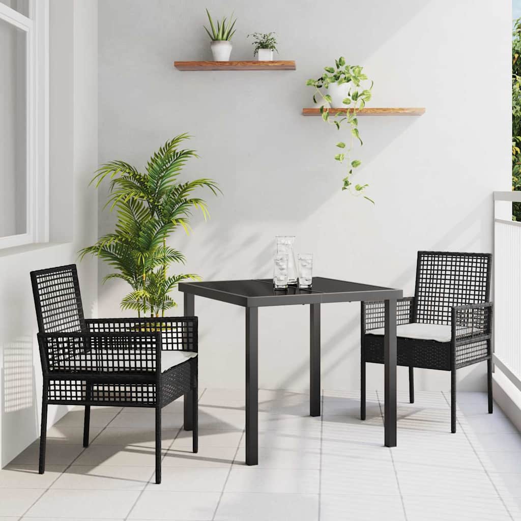 Ensemble de salle à manger pour jardin 3 pcs Noir polyrotin - XIOS