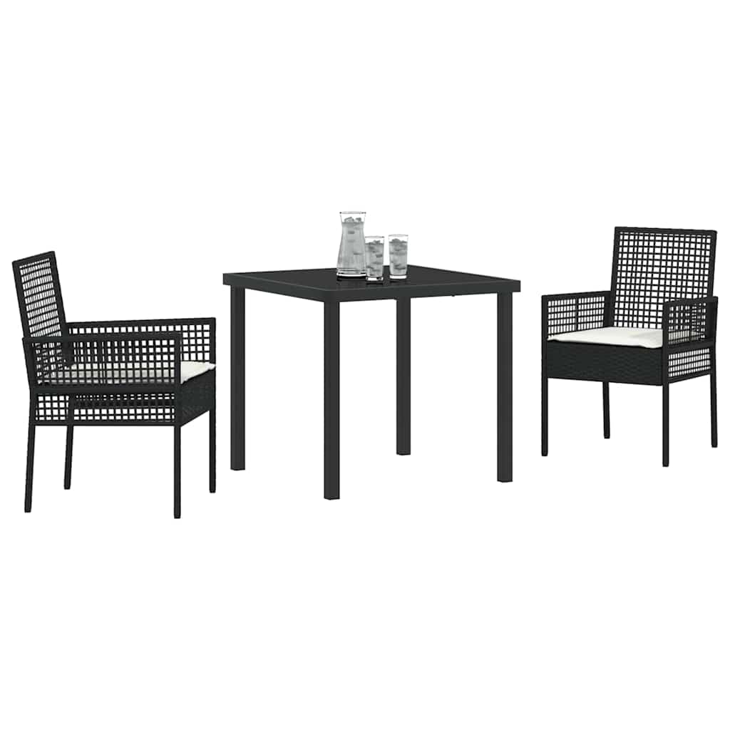 Ensemble de salle à manger pour jardin 3 pcs Noir polyrotin - XIOS