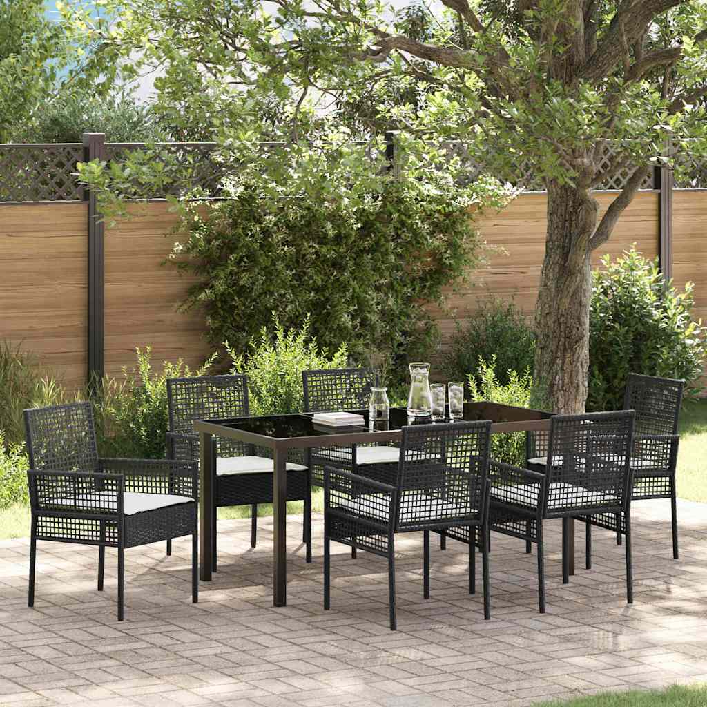 Ensemble de salle à manger pour jardin 7 pcs Noir polyrotin - XIOS