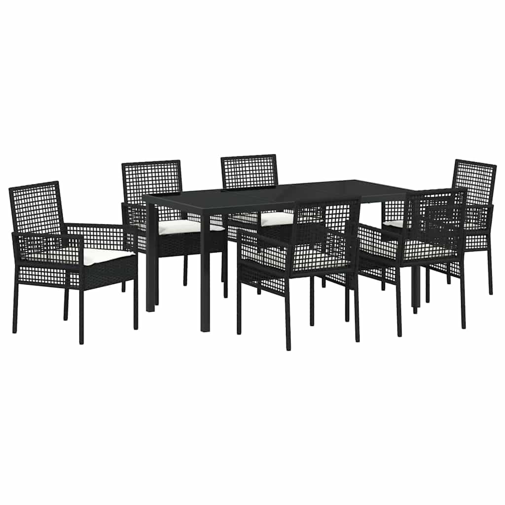 Ensemble de salle à manger pour jardin 7 pcs Noir polyrotin - XIOS
