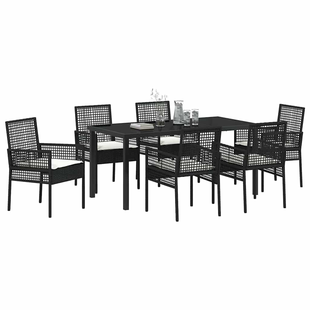 Ensemble de salle à manger pour jardin 7 pcs Noir polyrotin - XIOS