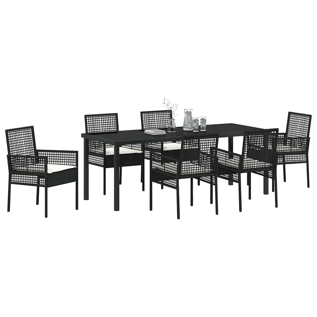 Ensemble de salle à manger pour jardin 7 pcs Noir polyrotin - XIOS