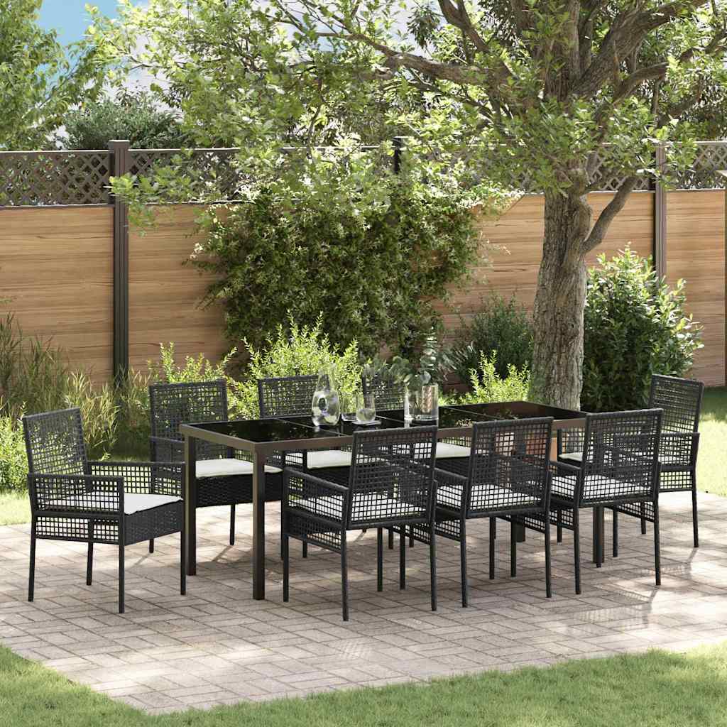 Ensemble de salle à manger pour jardin 9 pcs Noir polyrotin - XIOS