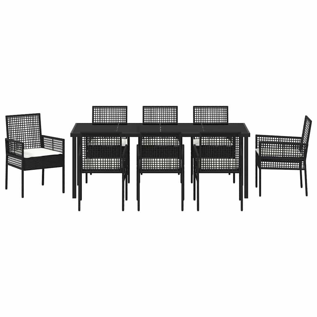 Ensemble de salle à manger pour jardin 9 pcs Noir polyrotin - XIOS