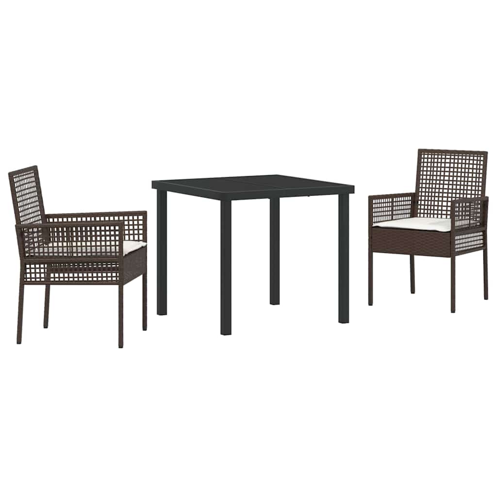 Ensemble de salle à manger pour jardin 3 pcs Marron polyrotin - XIOS