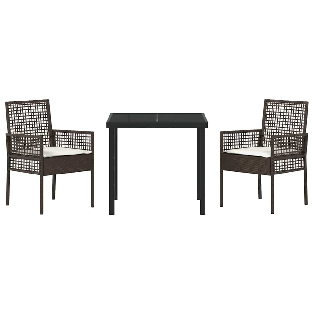 Ensemble de salle à manger pour jardin 3 pcs Marron polyrotin - XIOS