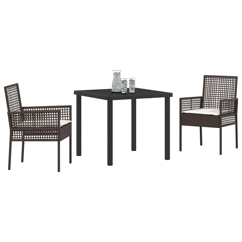 Ensemble de salle à manger pour jardin 3 pcs Marron polyrotin - XIOS