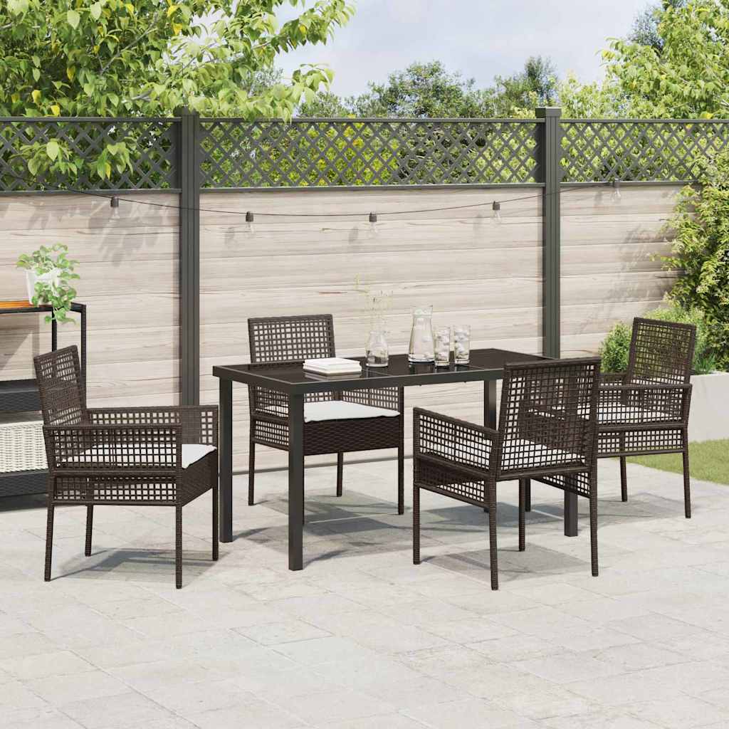 Ensemble de salle à manger pour jardin 5 pcs Marron polyrotin - XIOS