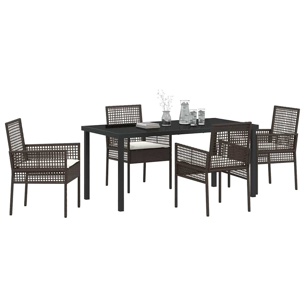 Ensemble de salle à manger pour jardin 5 pcs Marron polyrotin - XIOS