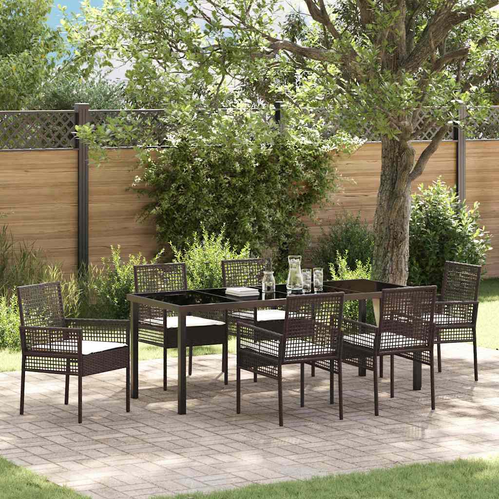 Ensemble de salle à manger pour jardin 7 pcs Marron polyrotin - XIOS