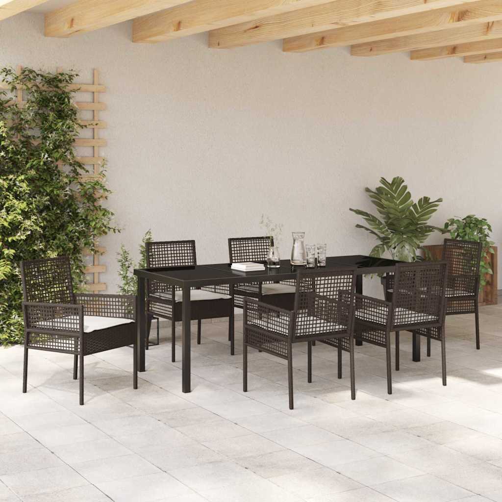 Ensemble de salle à manger pour jardin 7 pcs Marron polyrotin - XIOS
