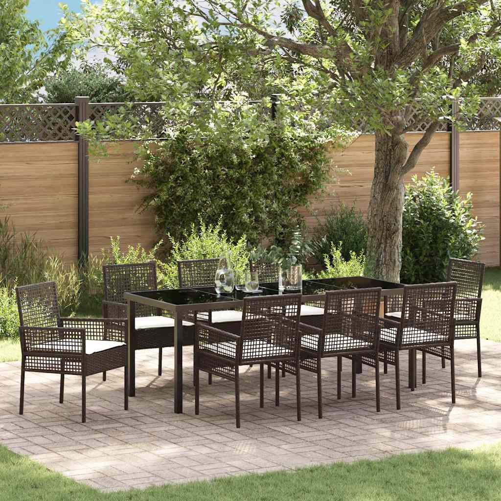 Ensemble de salle à manger pour jardin 9 pcs Marron polyrotin - XIOS