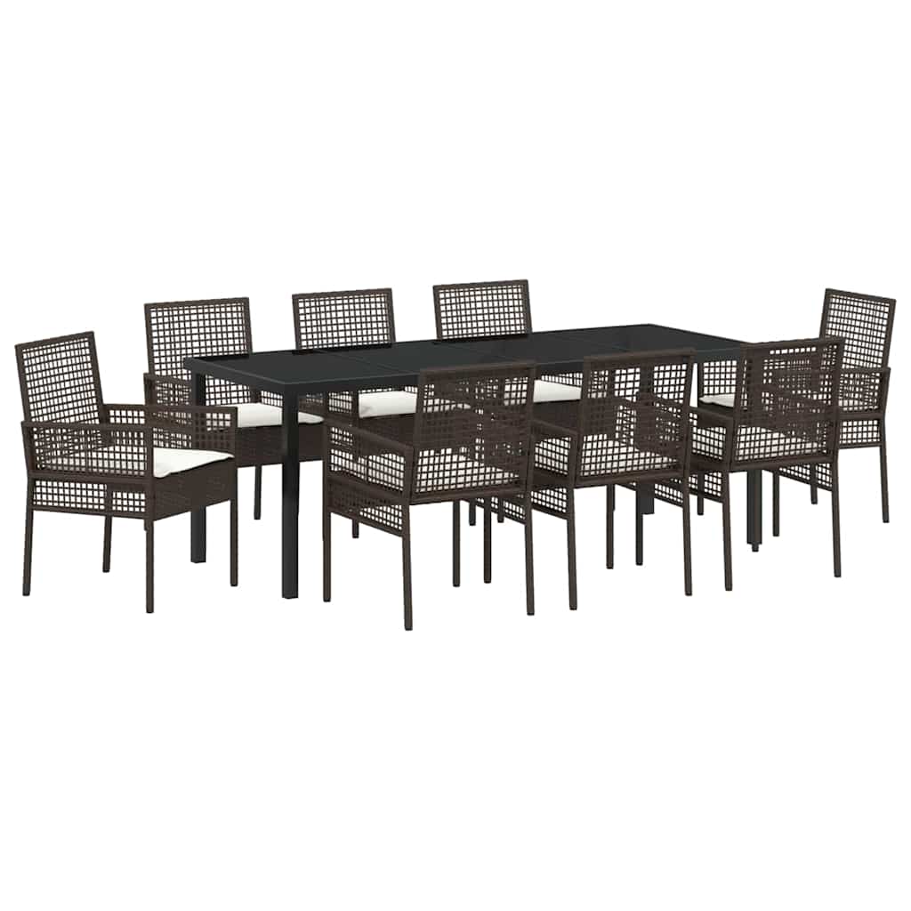 Ensemble de salle à manger pour jardin 9 pcs Marron polyrotin - XIOS