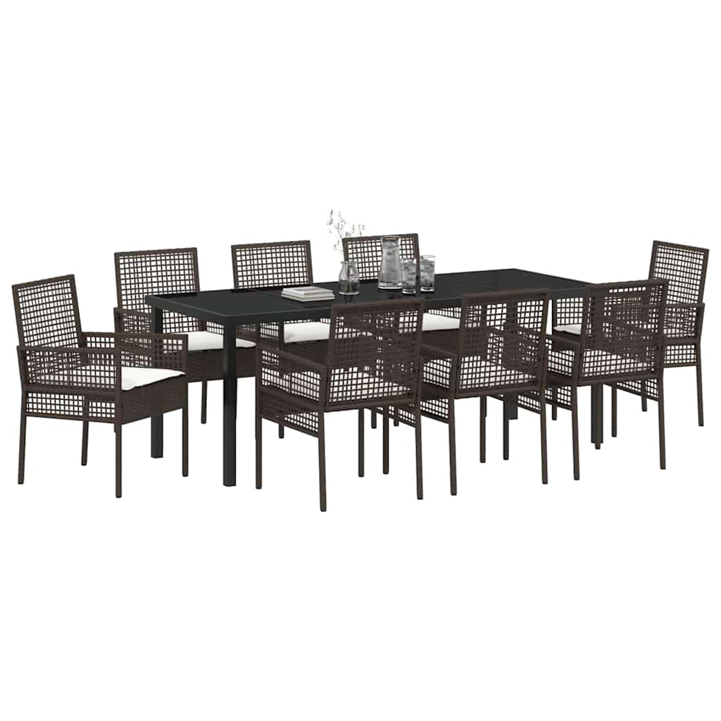 Ensemble de salle à manger pour jardin 9 pcs Marron polyrotin - XIOS