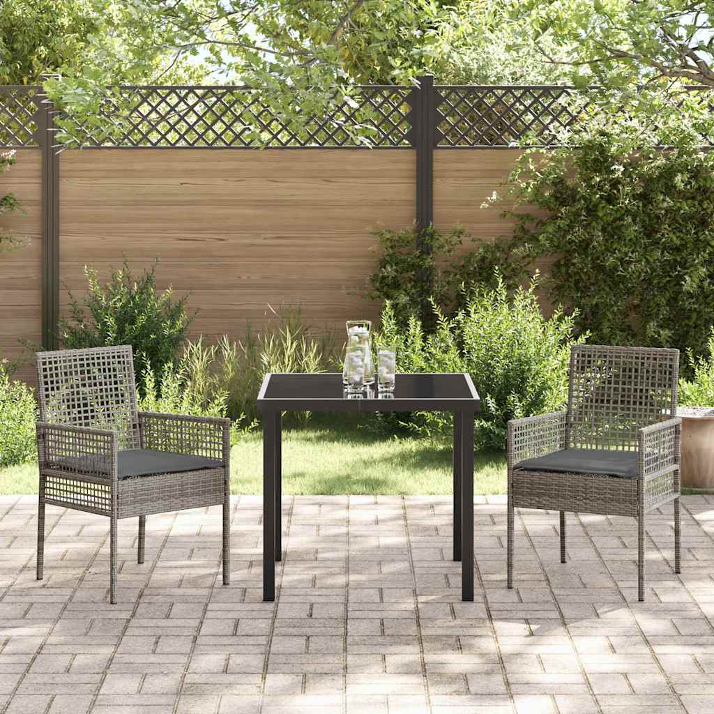 Ensemble de salle à manger pour jardin 3 pcs Gris polyrotin - XIOS