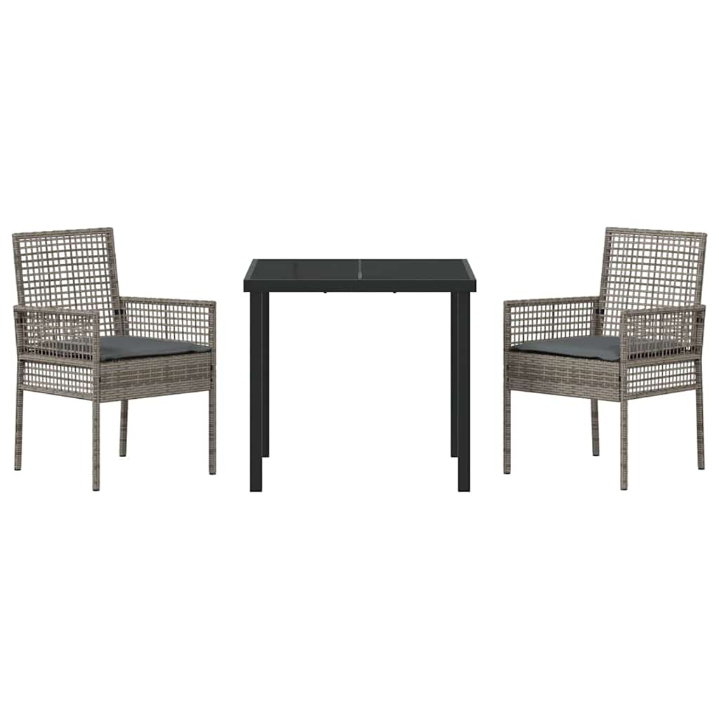Ensemble de salle à manger pour jardin 3 pcs Gris polyrotin - XIOS