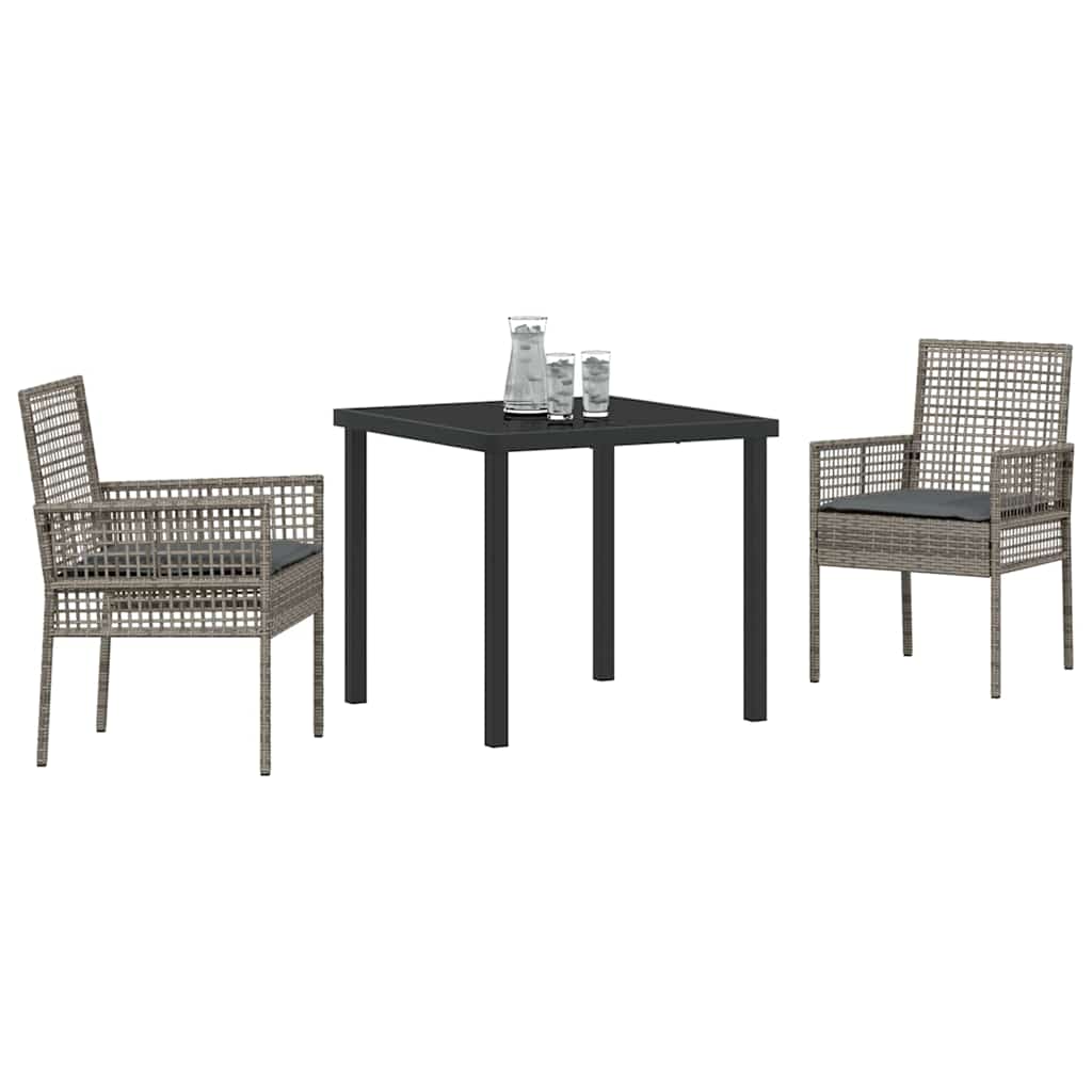 Ensemble de salle à manger pour jardin 3 pcs Gris polyrotin - XIOS