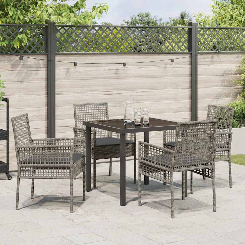 Ensemble de salle à manger pour jardin 5 pcs Gris polyrotin - XIOS
