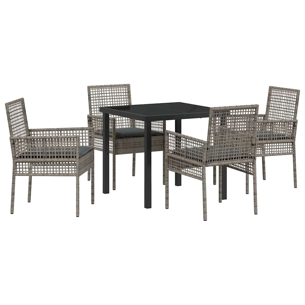 Ensemble de salle à manger pour jardin 5 pcs Gris polyrotin - XIOS