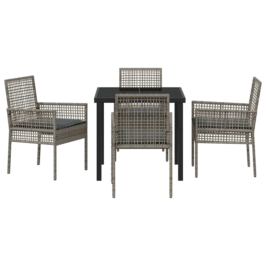 Ensemble de salle à manger pour jardin 5 pcs Gris polyrotin - XIOS