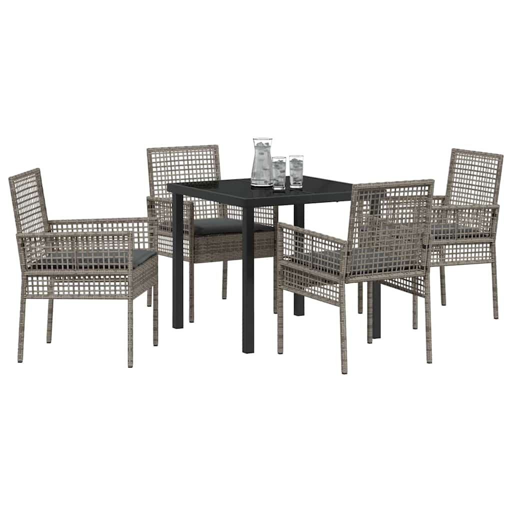 Ensemble de salle à manger pour jardin 5 pcs Gris polyrotin - XIOS