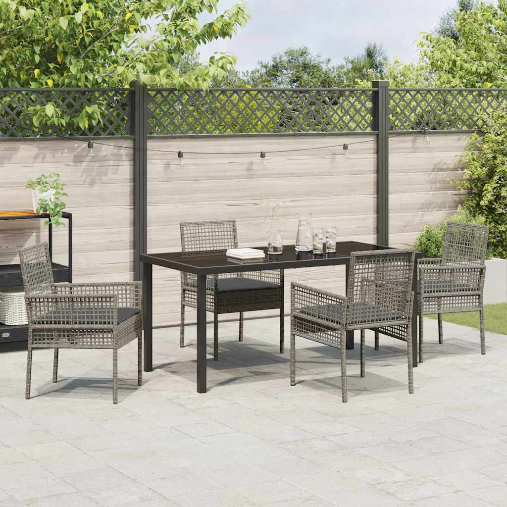 Ensemble de salle à manger pour jardin 5 pcs Gris polyrotin - XIOS