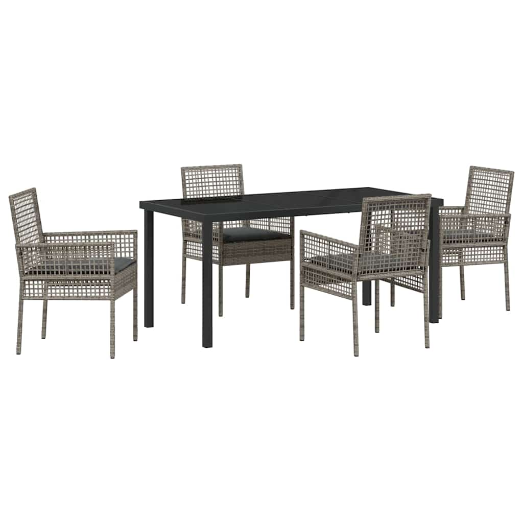Ensemble de salle à manger pour jardin 5 pcs Gris polyrotin - XIOS