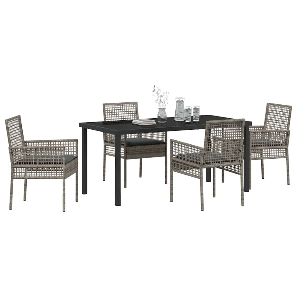 Ensemble de salle à manger pour jardin 5 pcs Gris polyrotin - XIOS