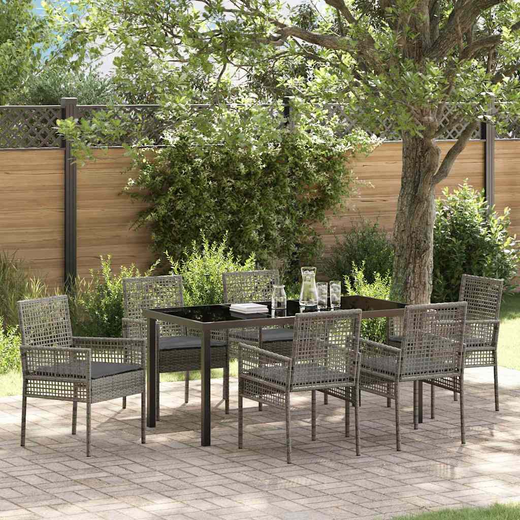 Ensemble de salle à manger pour jardin 7 pcs Gris polyrotin - XIOS