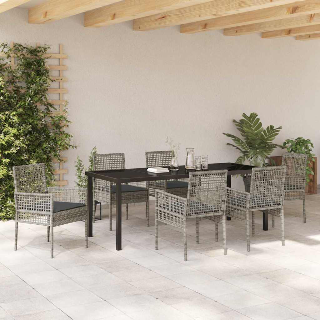 Ensemble de salle à manger pour jardin 7 pcs Gris polyrotin - XIOS