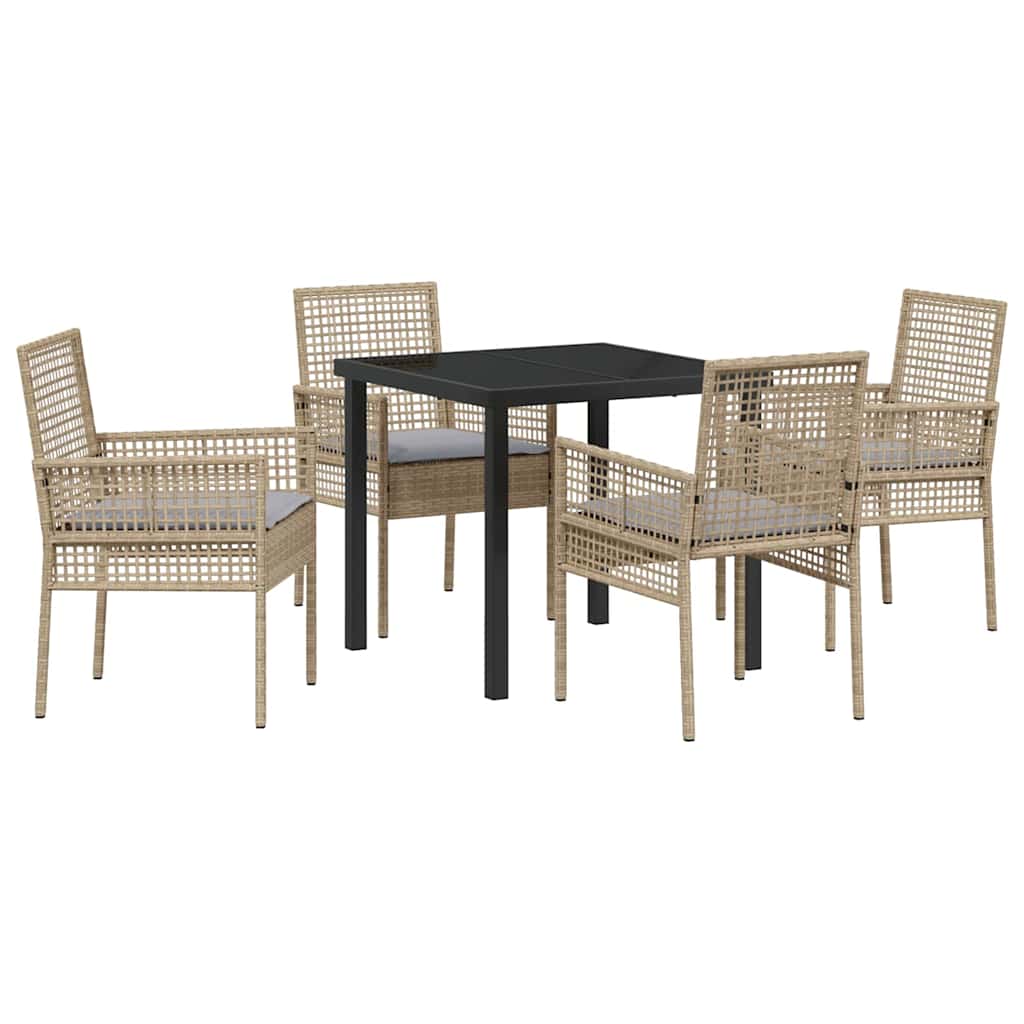 Ensemble de salle à manger pour jardin 5 pcs Beige polyrotin - XIOS