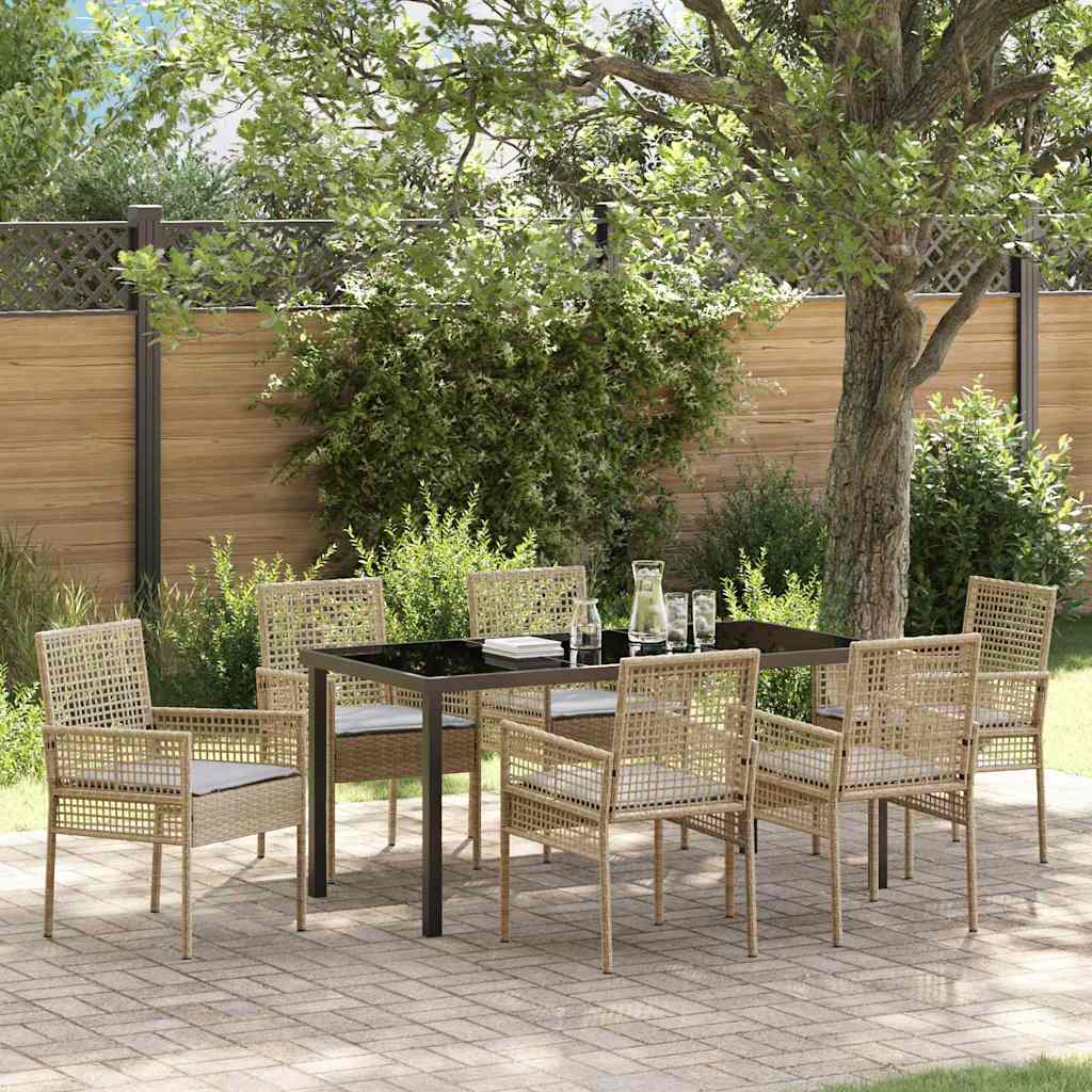 Ensemble de salle à manger pour jardin 7 pcs Beige polyrotin - XIOS