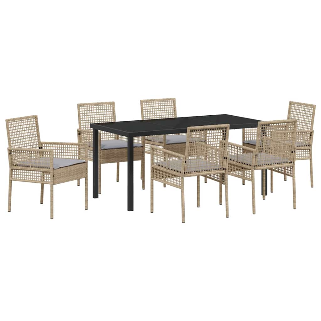 Ensemble de salle à manger pour jardin 7 pcs Beige polyrotin - XIOS