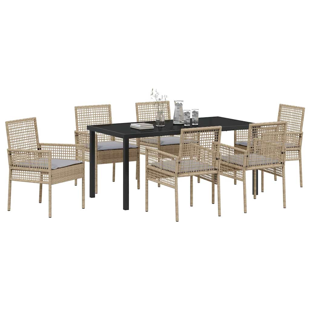 Ensemble de salle à manger pour jardin 7 pcs Beige polyrotin - XIOS