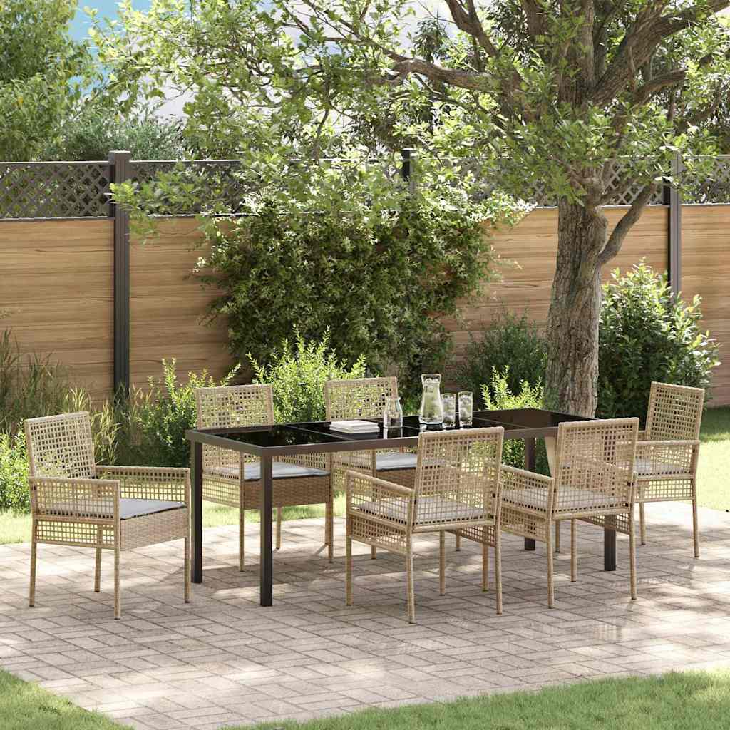 Ensemble de salle à manger pour jardin 7 pcs Beige polyrotin - XIOS