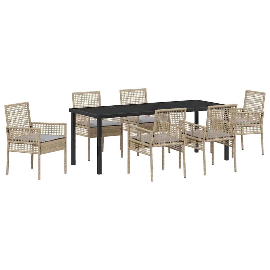 Ensemble de salle à manger pour jardin 7 pcs Beige polyrotin - XIOS