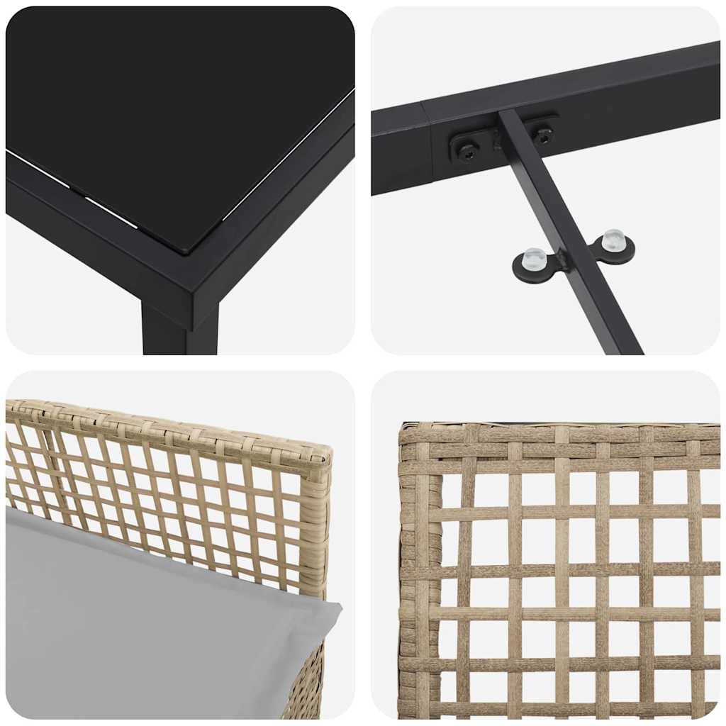 Ensemble de salle à manger pour jardin 9 pcs Beige polyrotin - XIOS