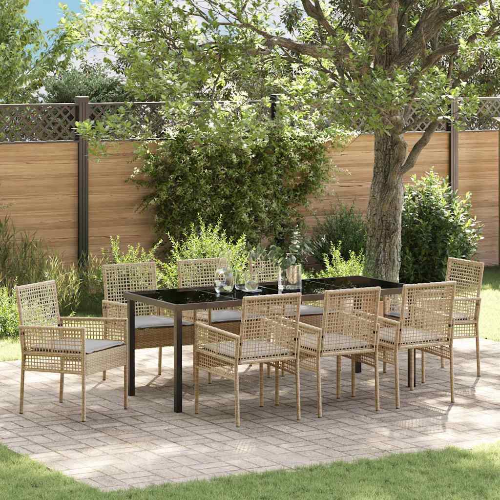 Ensemble de salle à manger pour jardin 9 pcs Beige polyrotin - XIOS
