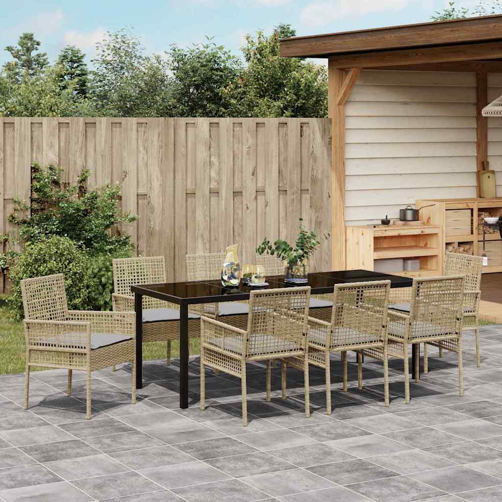 Ensemble de salle à manger pour jardin 9 pcs Beige polyrotin - XIOS