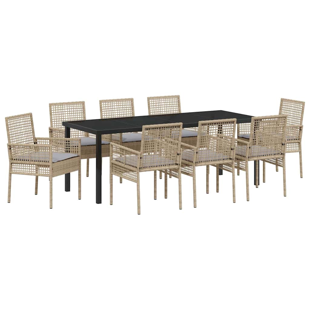 Ensemble de salle à manger pour jardin 9 pcs Beige polyrotin - XIOS
