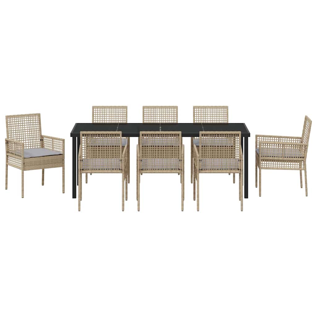 Ensemble de salle à manger pour jardin 9 pcs Beige polyrotin - XIOS