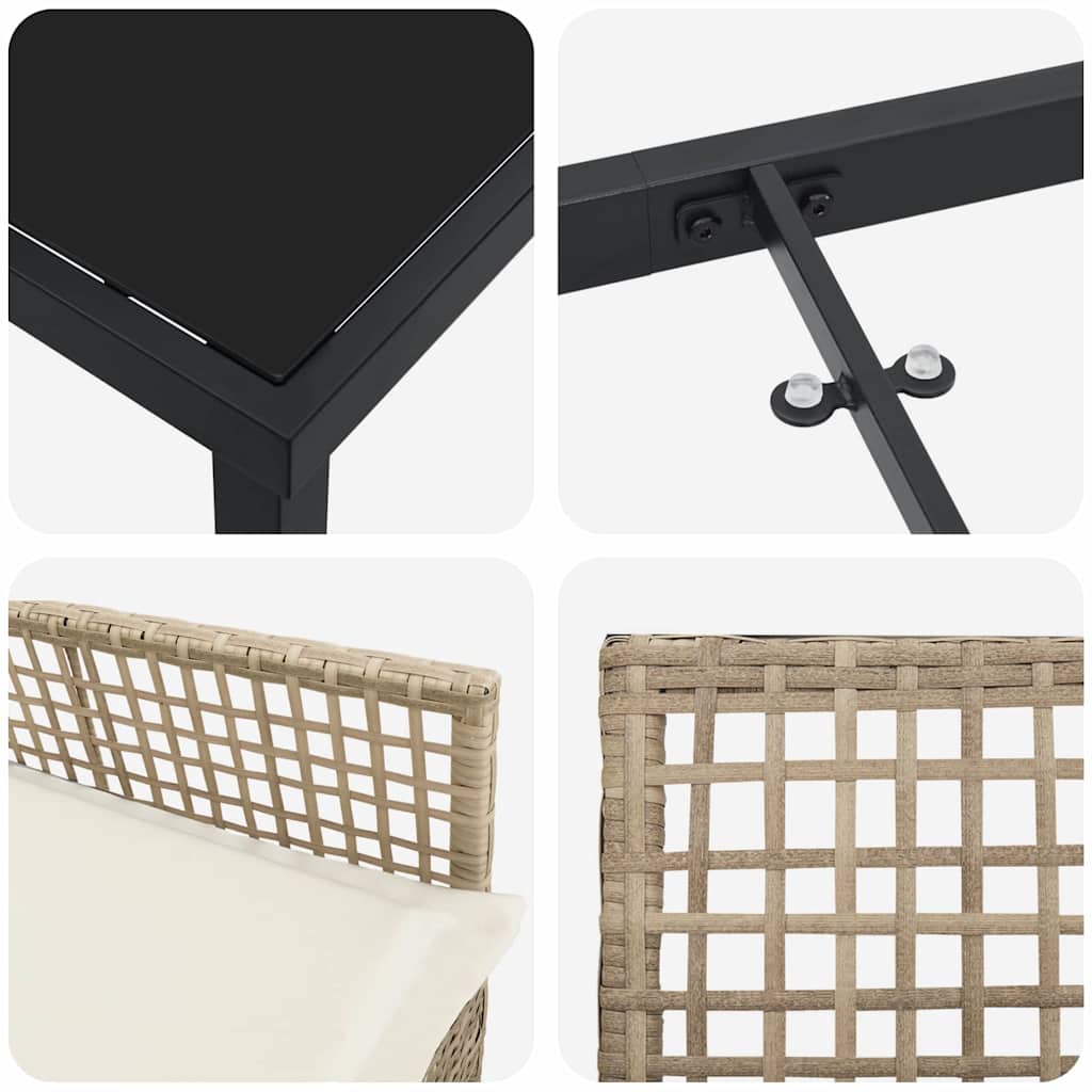 Ensemble de salle à manger pour jardin 5 pcs Beige polyrotin - XIOS