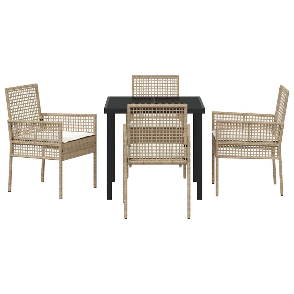 Ensemble de salle à manger pour jardin 5 pcs Beige polyrotin - XIOS
