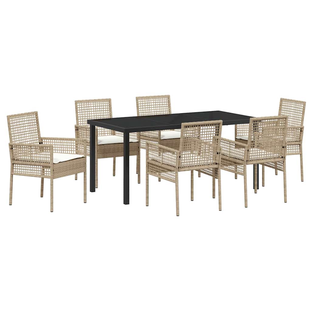Ensemble de salle à manger pour jardin 7 pcs Beige polyrotin - XIOS