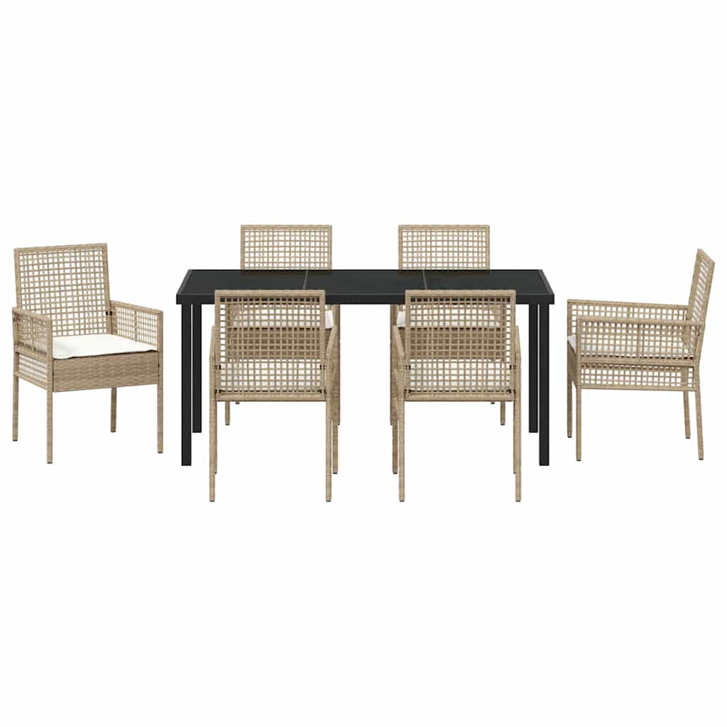 Ensemble de salle à manger pour jardin 7 pcs Beige polyrotin - XIOS
