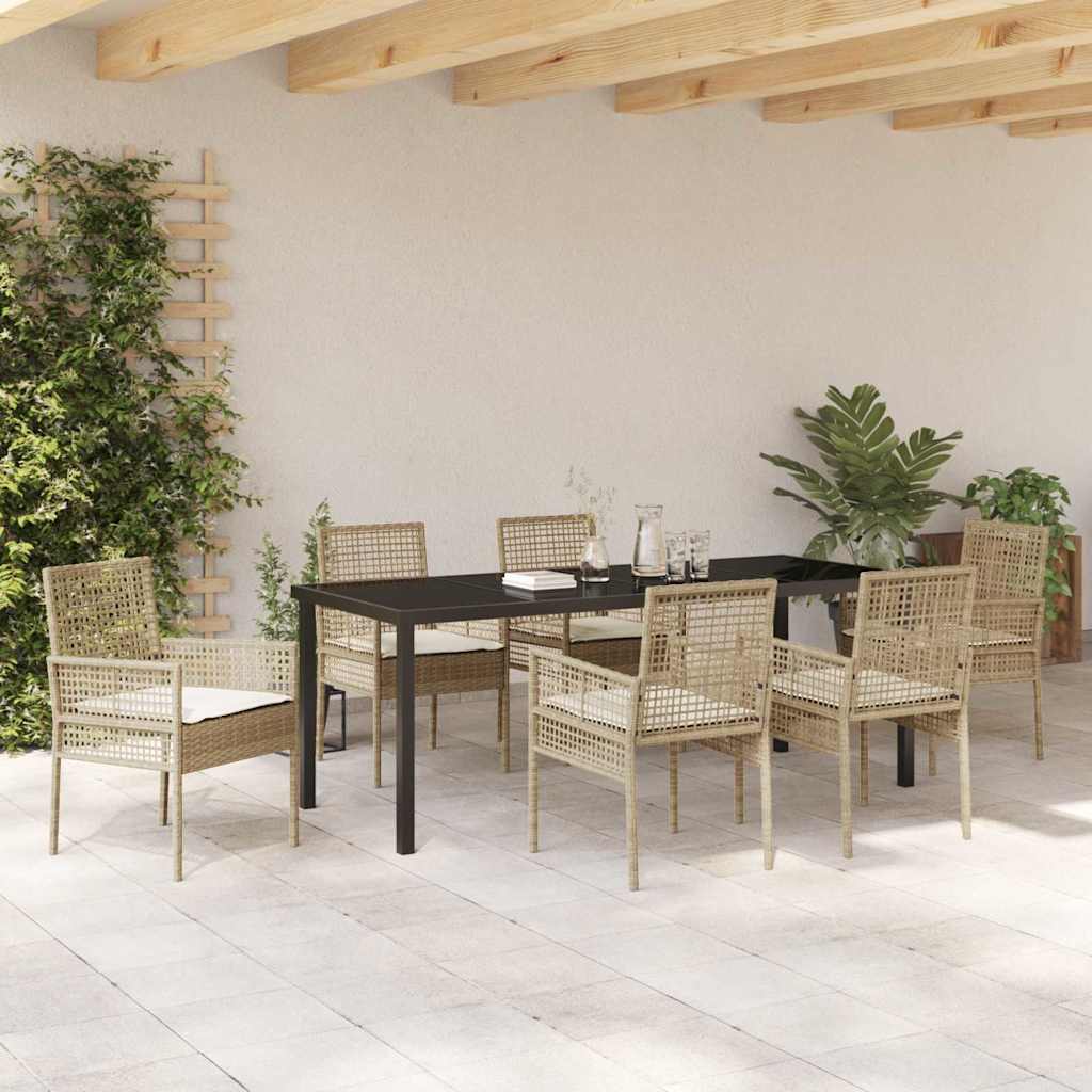 Ensemble de salle à manger pour jardin 7 pcs Beige polyrotin - XIOS
