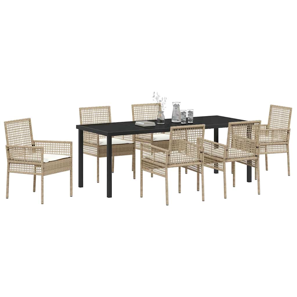 Ensemble de salle à manger pour jardin 7 pcs Beige polyrotin - XIOS