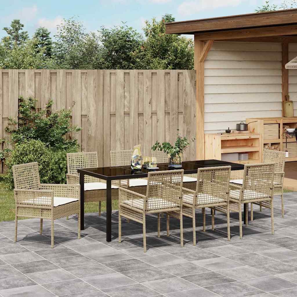 Ensemble de salle à manger pour jardin 9 pcs Beige polyrotin - XIOS